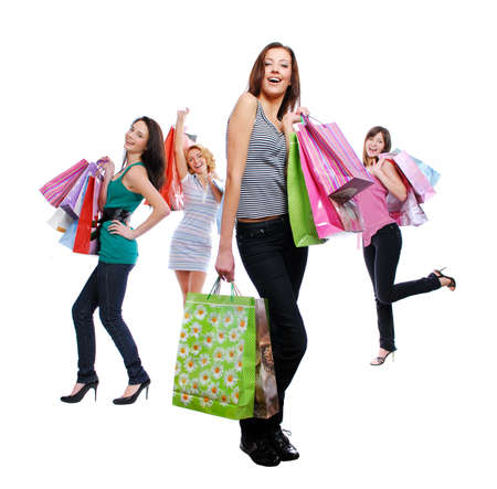 Attractive women group smiling and posing at cameraの写真素材