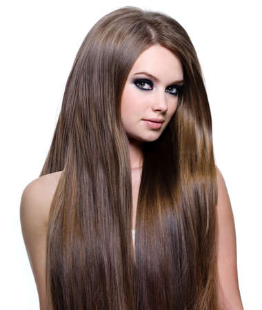 Woman With Beautiful Healthy Long Straight Hair Isolated On