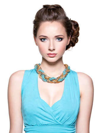 beautiful woman with evening make-up jewelry and beauty fashion photo