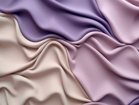 Closeup of rippled colorful silky smooth fabric as background texture. 3d rendering. Abstract background in pastel colors satin, silk fabric texture for design. AI generated illustrationの素材