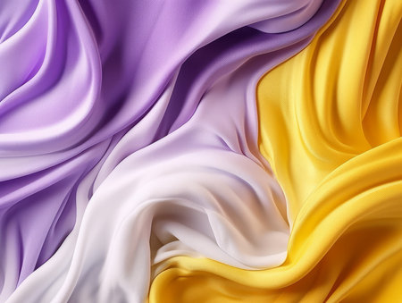 Closeup of rippled colorful silky smooth fabric as background texture. 3d rendering. Abstract background in pastel colors satin, silk fabric texture for design. AI generated illustrationの素材