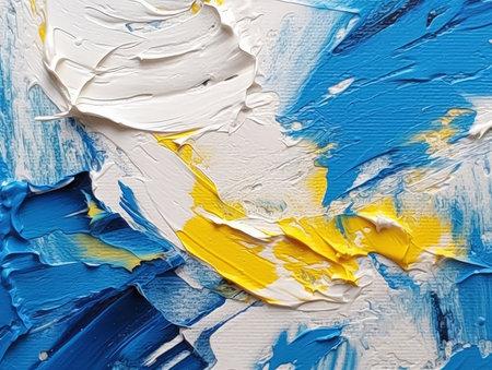 Abstract background of oil paint in blue, yellow and white tones.  Abstract background of acrylic paint in variety colors tones.の素材