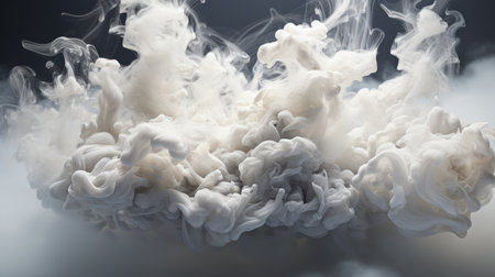 White and gray heavy smoke clouds mix together, effects. Abstract colorful smoke background concept. Illustration beautiful multicolored cloud splashes. 3D rendering. AI generated.の素材