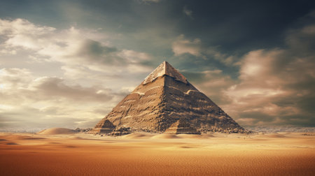 Pyramid of Giza on a beautiful summer day. Egyptian Pyramid in the desert is a popular Traveling destination, an ancient wonder of the world and a religious area. Tourist destination.の素材