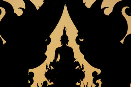 Wat-rong-khun silhouetteの写真素材