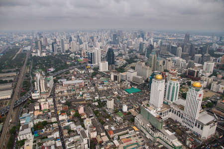 BANGKOK, THAILAND - APRIL, 2014: Cityscape building of Bangkok in cloudy day view from Baiyoke tower on April, 2014, Bangkok, Thailandのeditorial素材