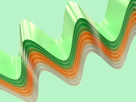 yellow green white curve wave abstract shape levitation 3d rendering backgroundの写真素材