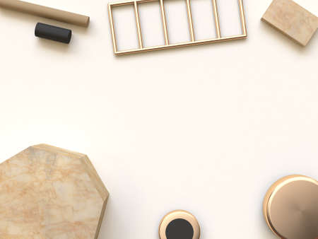 3d rendering background cream brown black abstract geometric shapeの写真素材