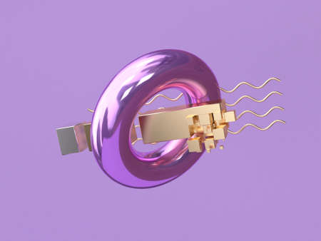 purple background metallic abstract shape 3d rendering levitationの写真素材