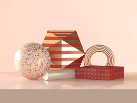 Pink gold sphere abstract shape 3d rendering scene celebrations Christmas holiday conceptの写真素材