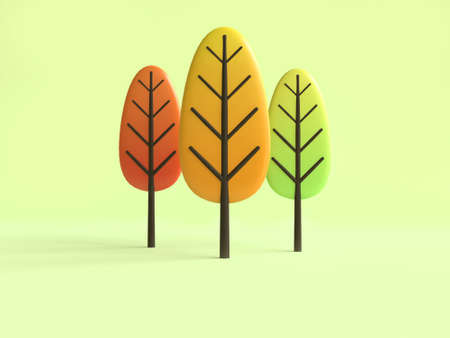 tree fall/autumn cartoon style 3d renderingの写真素材