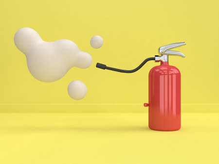 cartoon style minimal abstract fire extinguisher yellow background 3d rendering