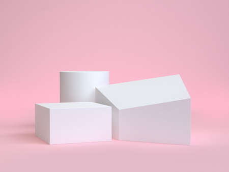 abstract geometric shape pink background 3d rendering