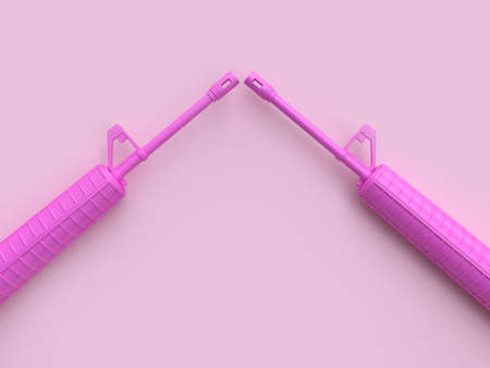 two pink gun abstract 3d renderingの写真素材