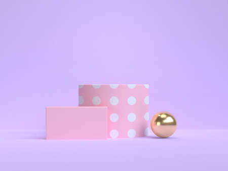 violet-purple background minimal pink gold geometric shape 3d renderingの写真素材