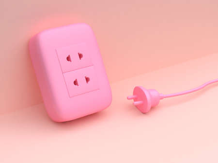 minimal abstract pink scene power plug-electricity technology 3d renderingの写真素材
