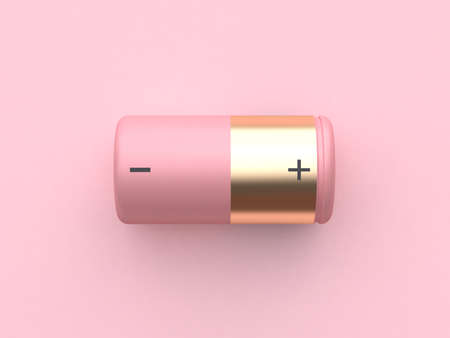 pink minimal abstract technology equipment gold pink battery 3d renderingの写真素材