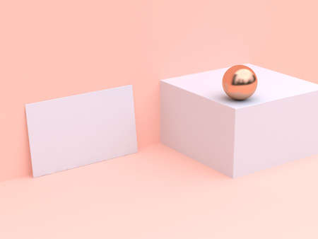 blank white paper card mock up minimal cream scene 3d renderingの写真素材
