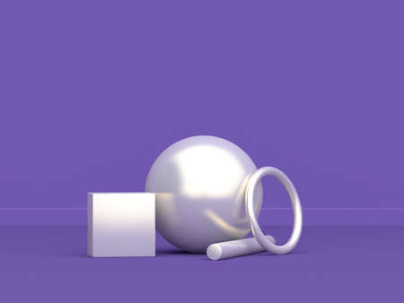 sphere ring geometric white shape minimal abstract purple-violet background 3d rendering