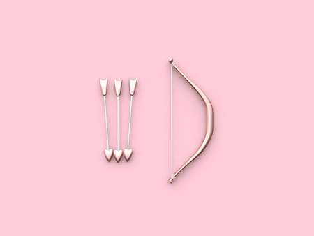 valentine concept 3d rendering abstract bow and arrow metallic pink backgroundの写真素材