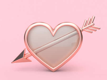 heart and arrow love valentine concept 3d rendering pink backgroundの写真素材