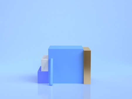 gold marble minimal blue scene geometric shape group set 3d renderingの写真素材