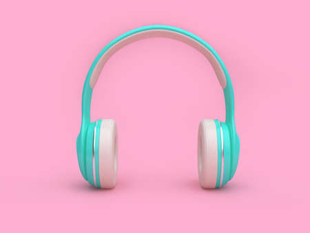 green white headphones minimal pink background 3d rendering
