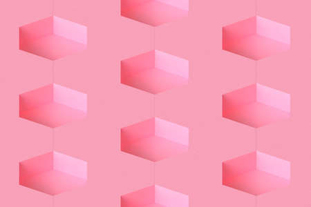 minimal pink background hexagon modular 3d renderingの写真素材