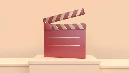 red gold  movie slate filmmaker cinema concept 3d renderingの写真素材