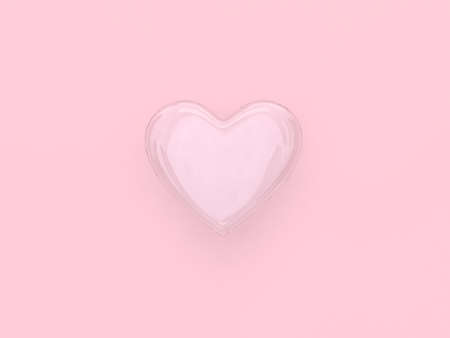 clear heart pink background valentine concept 3d renderingの写真素材