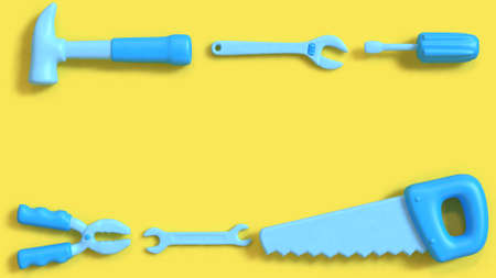 space of tools background blue object cartoon style minimal yellow...