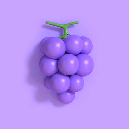 3d purple-violet grape cartoon style 3d renderingの写真素材