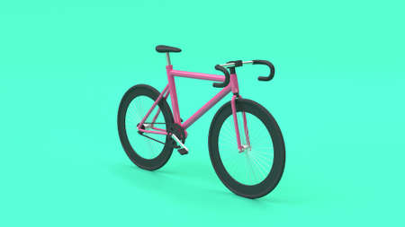 3d pink bicycle 3d rendering cartoon style green background,going transportation city conceptの写真素材