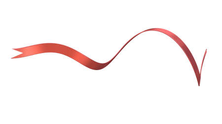 3d red ribbon metallic reflection white background 3d renderingの写真素材
