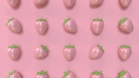 3d abstract pink strawberry pattern minimal pink background 3d rendering