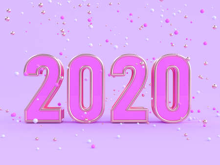 violet/purple scene 2020 abstract type/text number 3d renderingの写真素材