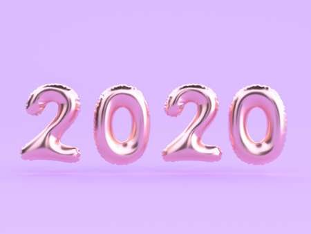 violet/purple scene 2020 abstract type/text number 3d renderingの写真素材