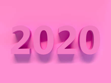 2020 type/text number pink wall scene 3d renderingの写真素材