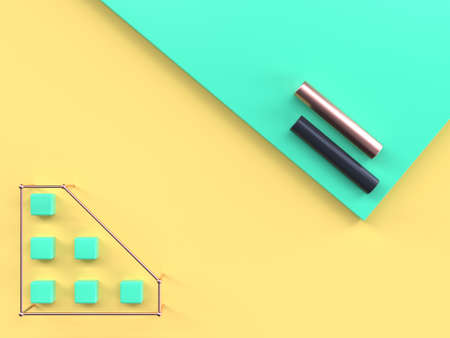green yellow flat lay scene abstract geometric shape 3d rendering