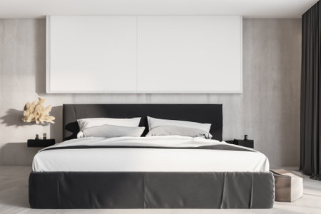 this contemporary bedroom interior is a harmonious blend of form and function, creating a tranquil sanctuary that reflects modern sensibilities while prioritizing comfort and style.の素材