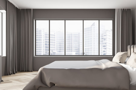 this contemporary bedroom interior is a harmonious blend of form and function, creating a tranquil sanctuary that reflects modern sensibilities while prioritizing comfort and style.の素材