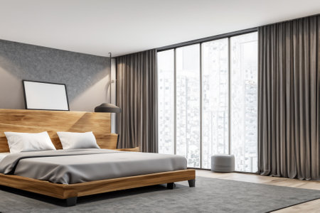 this contemporary bedroom interior is a harmonious blend of form and function, creating a tranquil sanctuary that reflects modern sensibilities while prioritizing comfort and style.の素材