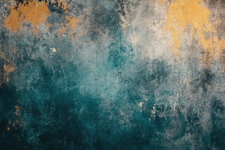 Abstract blue, yellow, and gray textured background.の素材