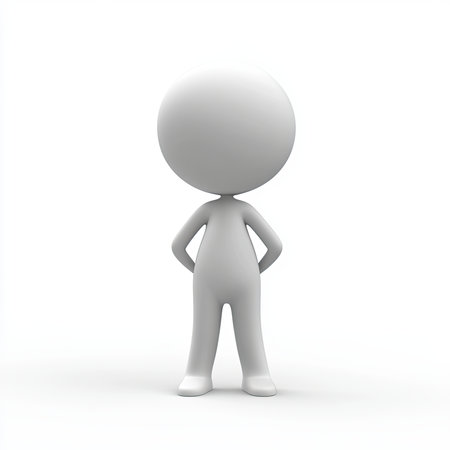 Confident 3D figure standing, white background, avatarの素材