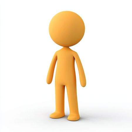 Orange 3D figure stands, white background, avatarの素材