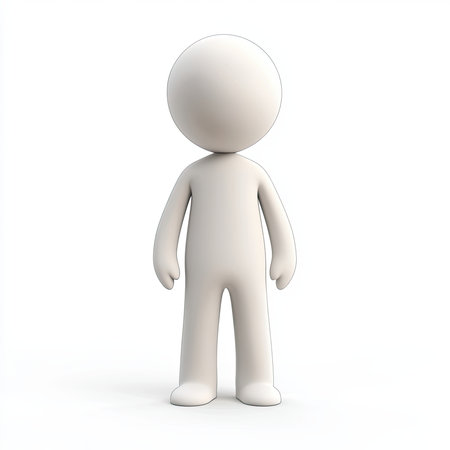 White 3D figure standing, plain background, avatar, websiteの素材