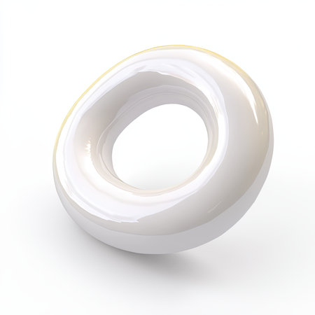 White torus ring, 3D render, studio, minimalist background, design elementの素材