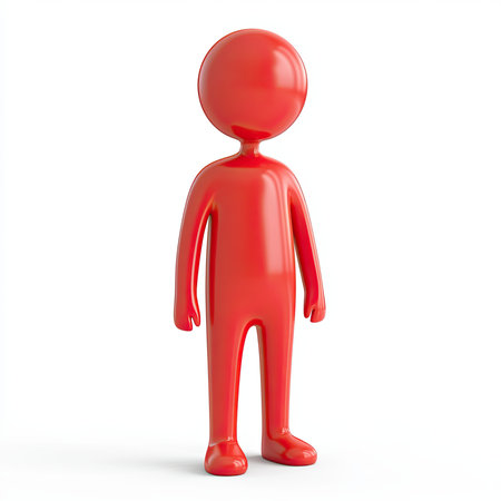 Red 3D figure standing, white background, illustration, website designの素材