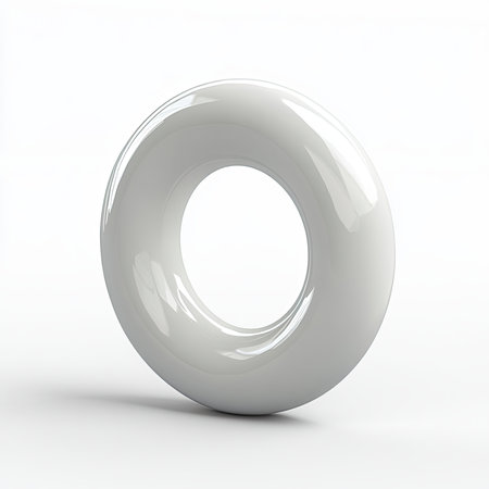 White torus ring on white background, 3D renderの素材