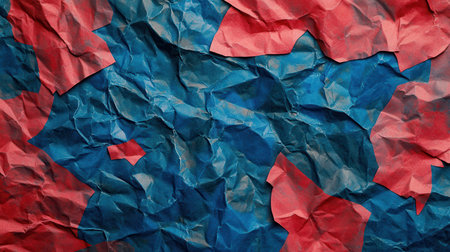 Crumpled Red Blue Paper Texture Backgroundの素材